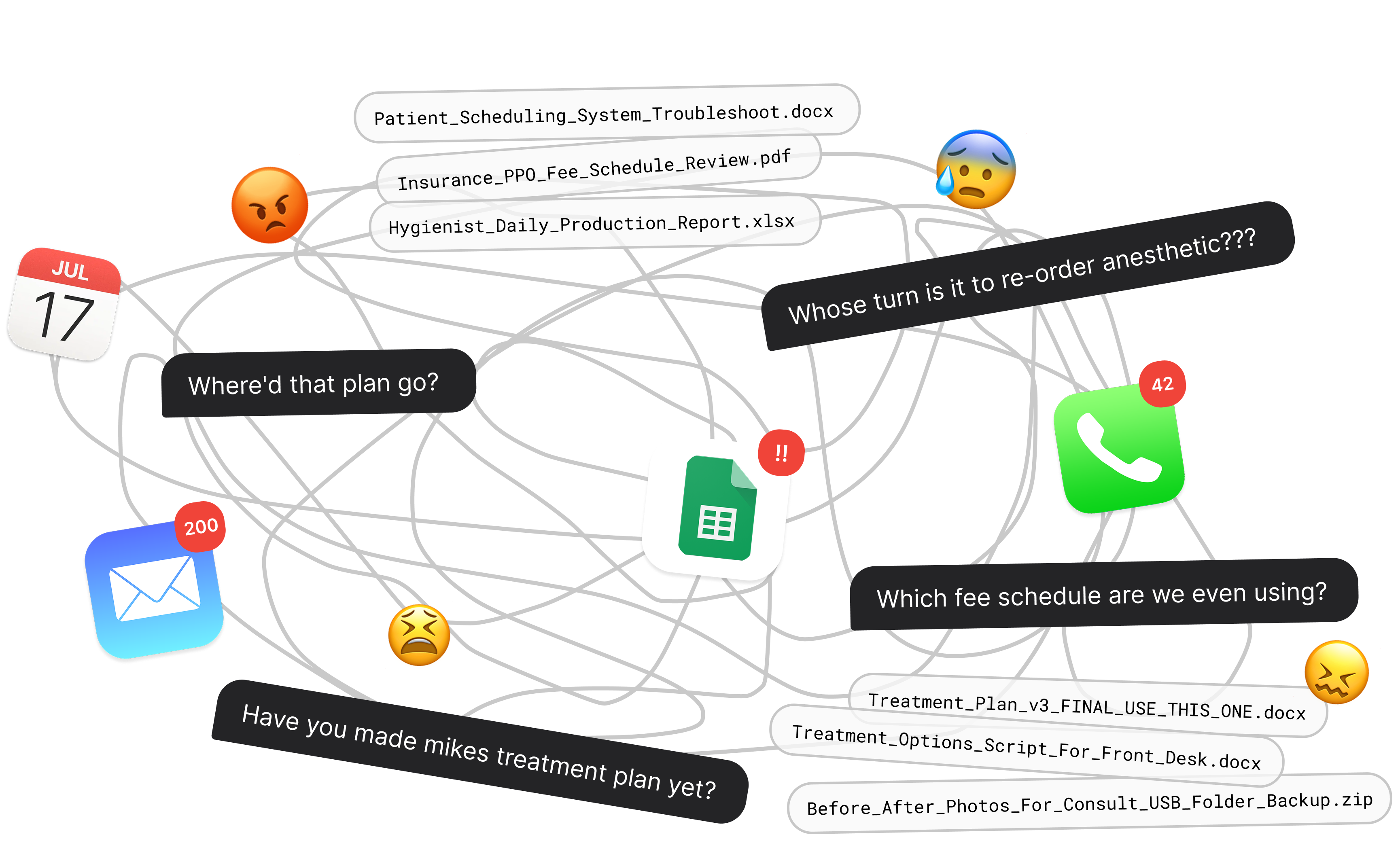 Your dental practice before Yes Smile - scattered tools and chaos